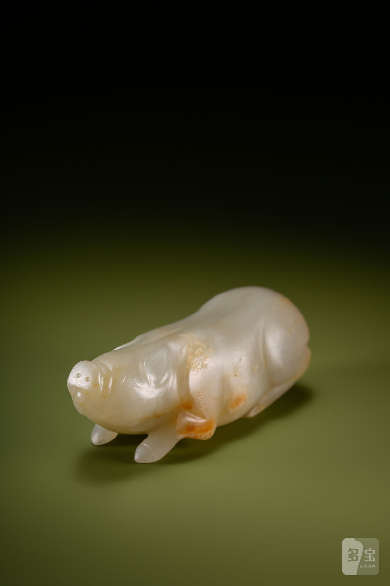 明 圆雕白玉猪 - 图8